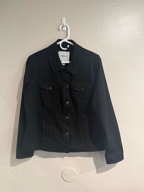 Nine West Black Denim Jacket with Button-Front